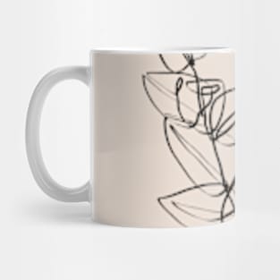 Dark Eucalyptus leaves one line art Mug